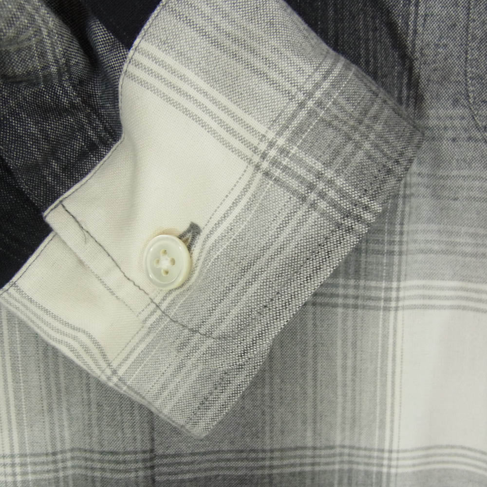 WACKO MARIA ワコマリア OMBRE CHECK OPEN COLLAR SHIRT オンブレチェック 長袖 オープンカラー シャツ ブラック系 M【中古】