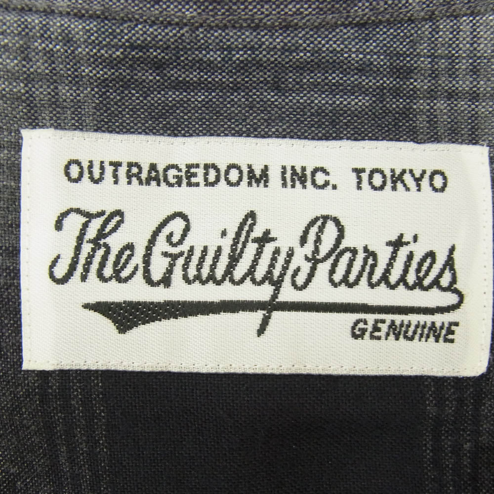 WACKO MARIA ワコマリア OMBRE CHECK OPEN COLLAR SHIRT オンブレチェック 長袖 オープンカラー シャツ ブラック系 M【中古】