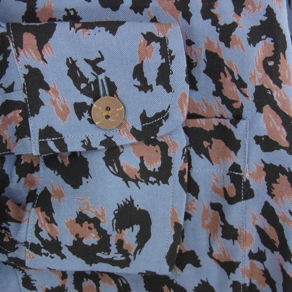 WACKO MARIA ワコマリア 25AW 25FW-WMS-HI03 HAWAIIAN SHIRT L/S レオパード ハワイアン オープンカラー 開襟 長袖 シャツ パープル系 M【美品】【中古】