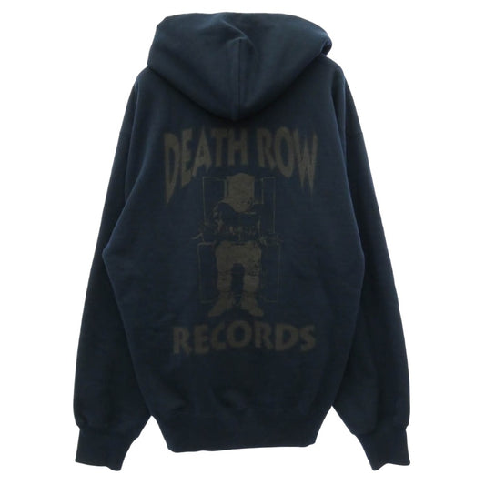 WACKO MARIA ワコマリア 26SS DEATHROW-WM-SS05 × DEATH ROW RECORDS デスロウレコード HEAVY WEIGHT PULLOVER HOODED SWEAT SHIRT ロゴ刺繍 バックプリント ジップアップパーカー ネイビー系 L【中古】