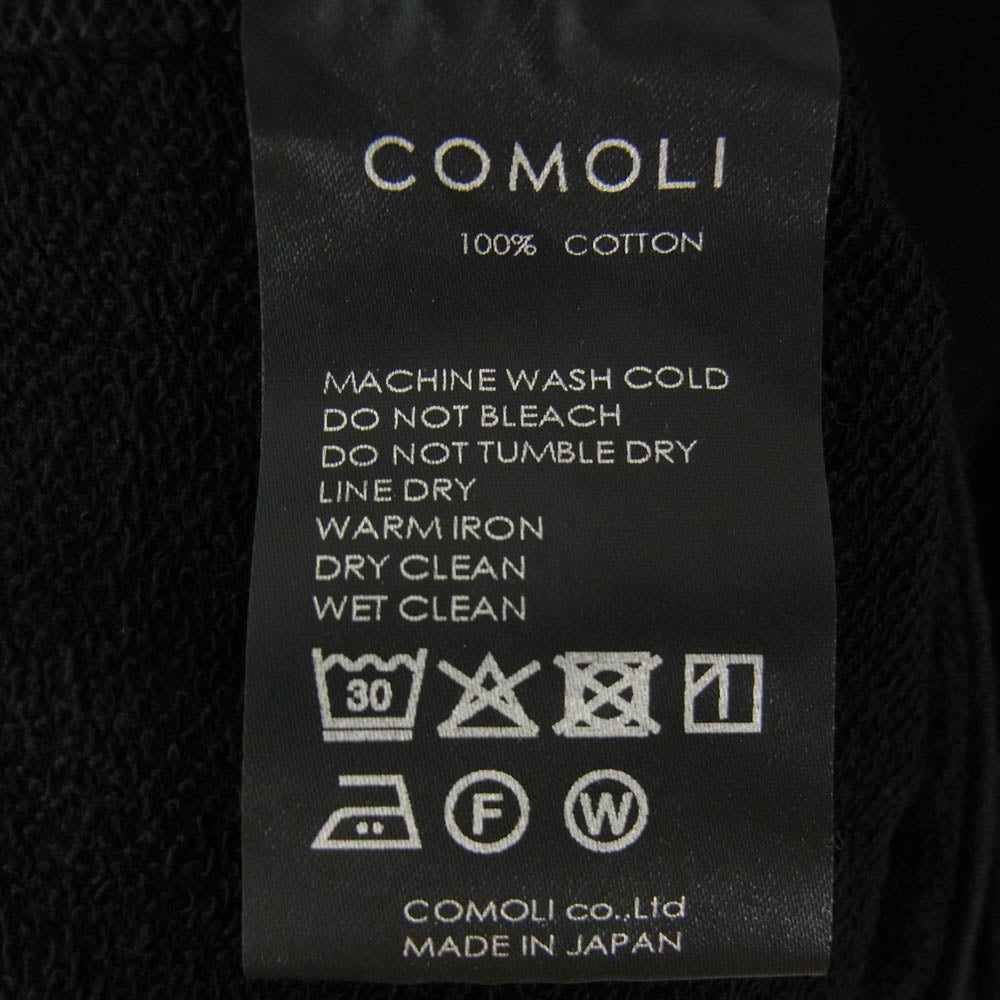 COMOLI コモリ 26SS D01-05016 LW コットン 裏毛 ジップ パーカ フーディー ブラック系 4【新古品】【未使用】【中古】