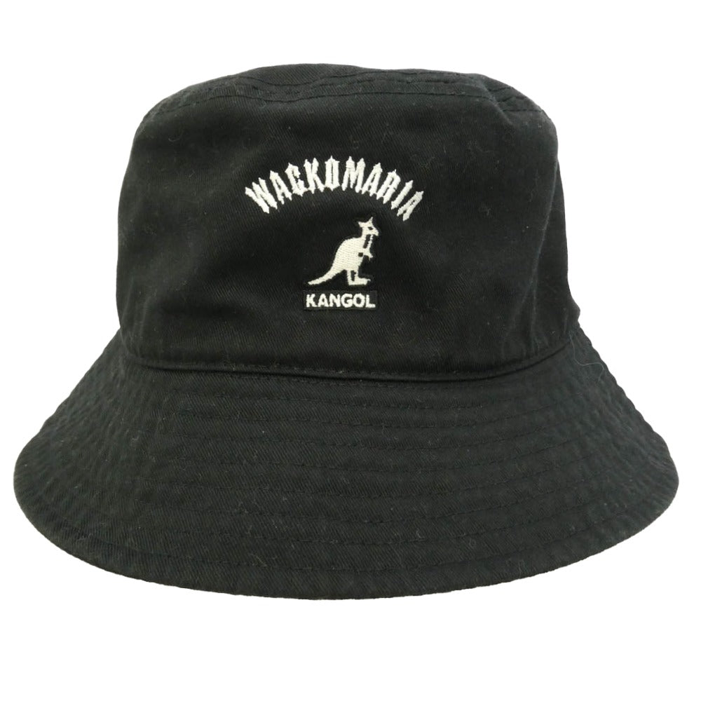 WACKO MARIA ワコマリア KANGOL カンゴール 26SS 26SS-WMA-HA01 WASHED BUCKET ウォッシュドコットン ロゴ刺繍 バケットハット 帽子 ブラック系 L【中古】