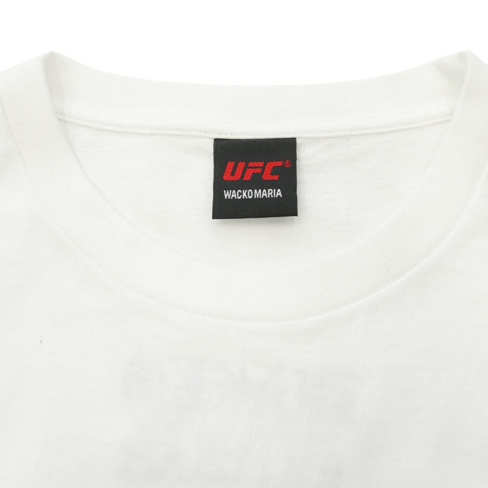 WACKO MARIA ワコマリア 26SS × UFC ユーエフシー WASHED HEAVY WEIGHT T-SHIRT ヘビーウェイト フロントプリント バック刺繍 Tシャツ 半袖カットソー ホワイト系 XL【美品】【中古】