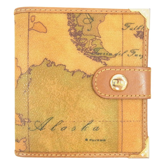 PRIMA CLASSE プリマクラッセ ALVIERO MARTINI 地図柄 レザー ウォレット 2つ折り財布 ブラウン系【中古】