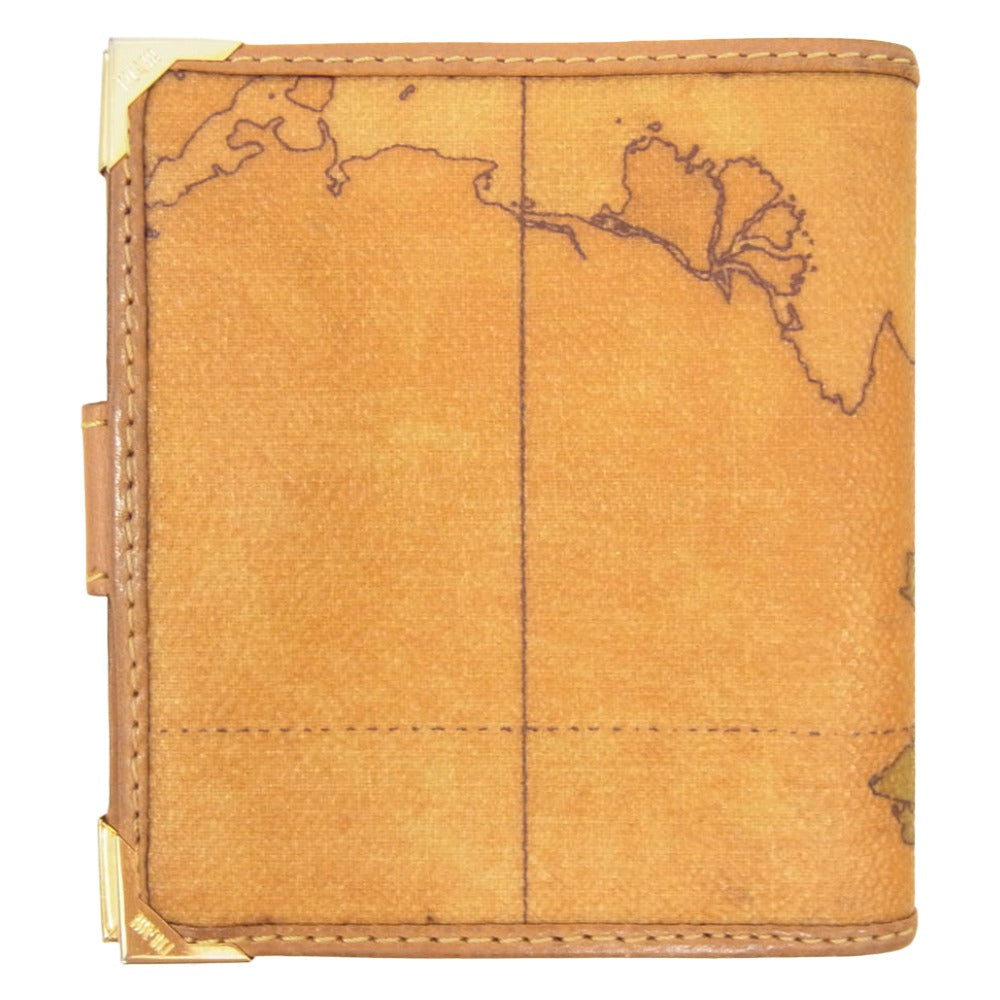 PRIMA CLASSE プリマクラッセ ALVIERO MARTINI 地図柄 レザー ウォレット 2つ折り財布 ブラウン系【中古】