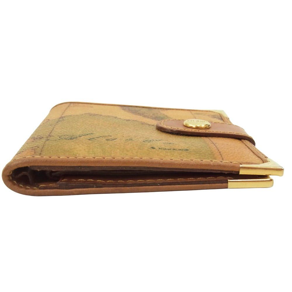 PRIMA CLASSE プリマクラッセ ALVIERO MARTINI 地図柄 レザー ウォレット 2つ折り財布 ブラウン系【中古】