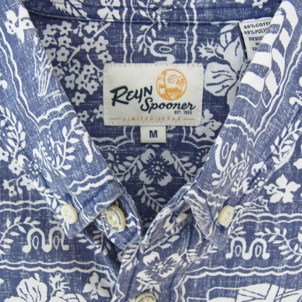 レインスプーナー Lahaina Sailor ラハイナ・セーラー リバースプリント 半袖 アロハシャツ ネイビー系 M【中古】