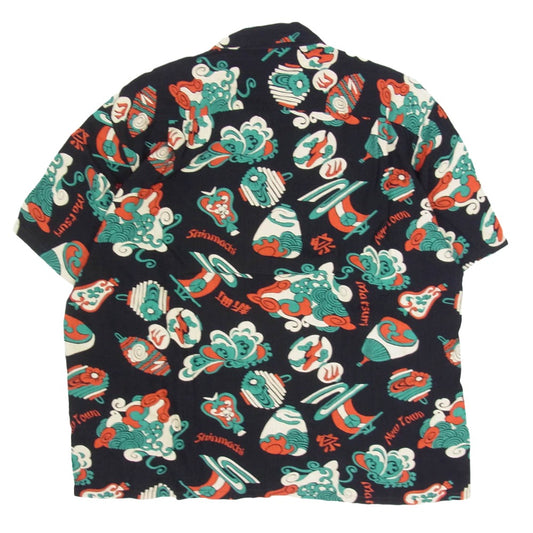 SUN SURF サンサーフ SS39060 THE LOST TOWN 抜染 プリント レーヨンスラブ 半袖 アロハシャツ ブラック系 XL【極上美品】【中古】