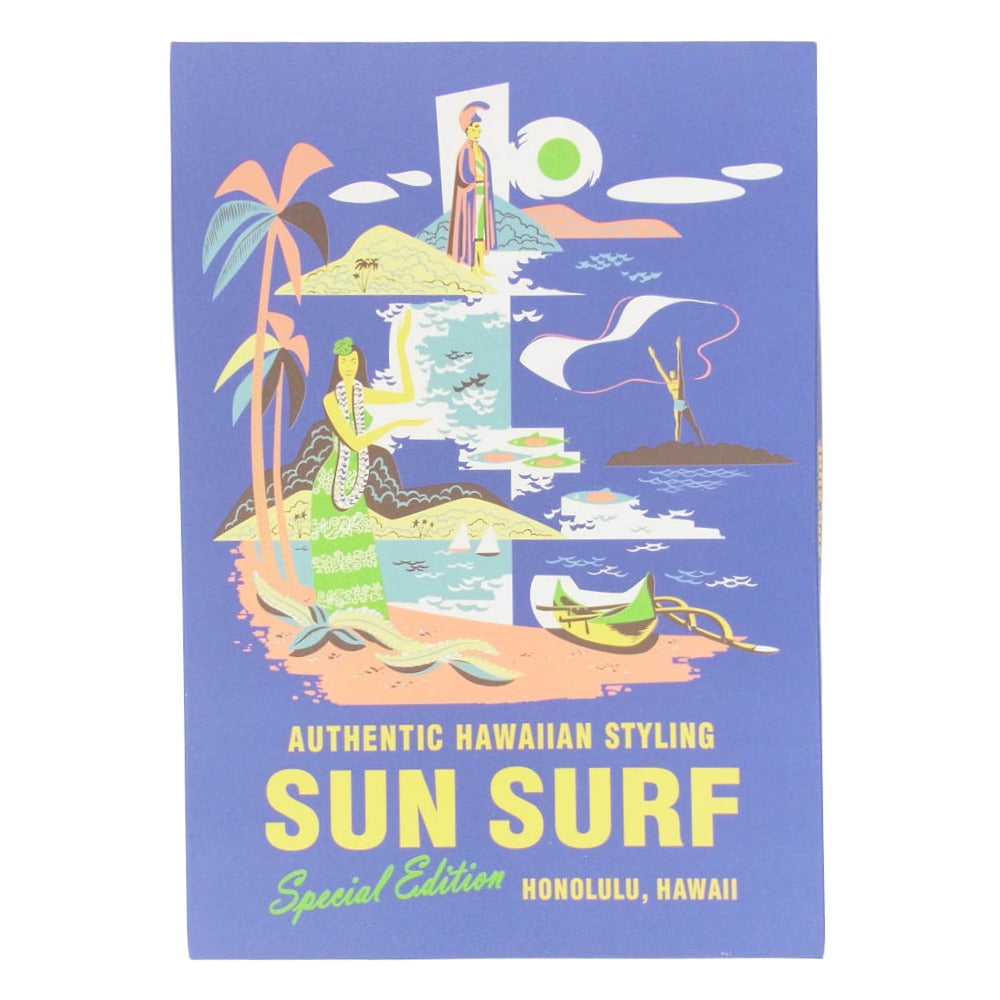 SUN SURF サンサーフ SS39060 THE LOST TOWN 抜染 プリント レーヨンスラブ 半袖 アロハシャツ ブラック系 XL【極上美品】【中古】