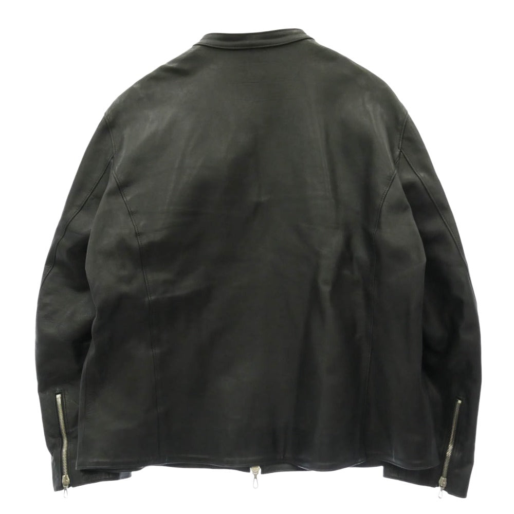 STRUM ストラム STL045-01 OIL CALF LEATHER W-ZIPPER SINGLE RIDERS JKT 地生オイルカーフ レザー シングル ライダース ジャケット ブラック系 ONLY【中古】