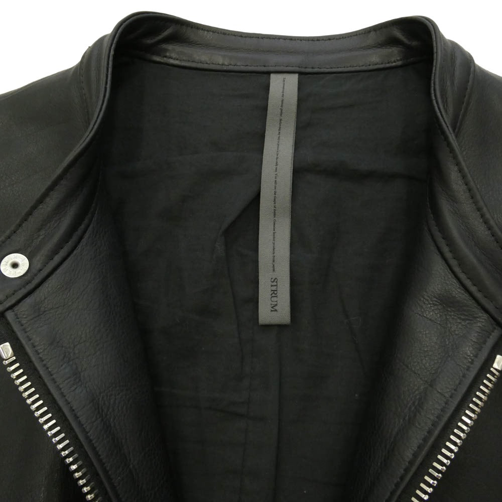 STRUM ストラム STL045-01 OIL CALF LEATHER W-ZIPPER SINGLE RIDERS JKT 地生オイルカーフ レザー シングル ライダース ジャケット ブラック系 ONLY【中古】