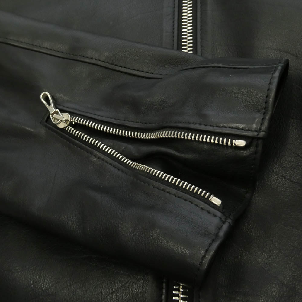 STRUM ストラム STL045-01 OIL CALF LEATHER W-ZIPPER SINGLE RIDERS JKT 地生オイルカーフ レザー シングル ライダース ジャケット ブラック系 ONLY【中古】