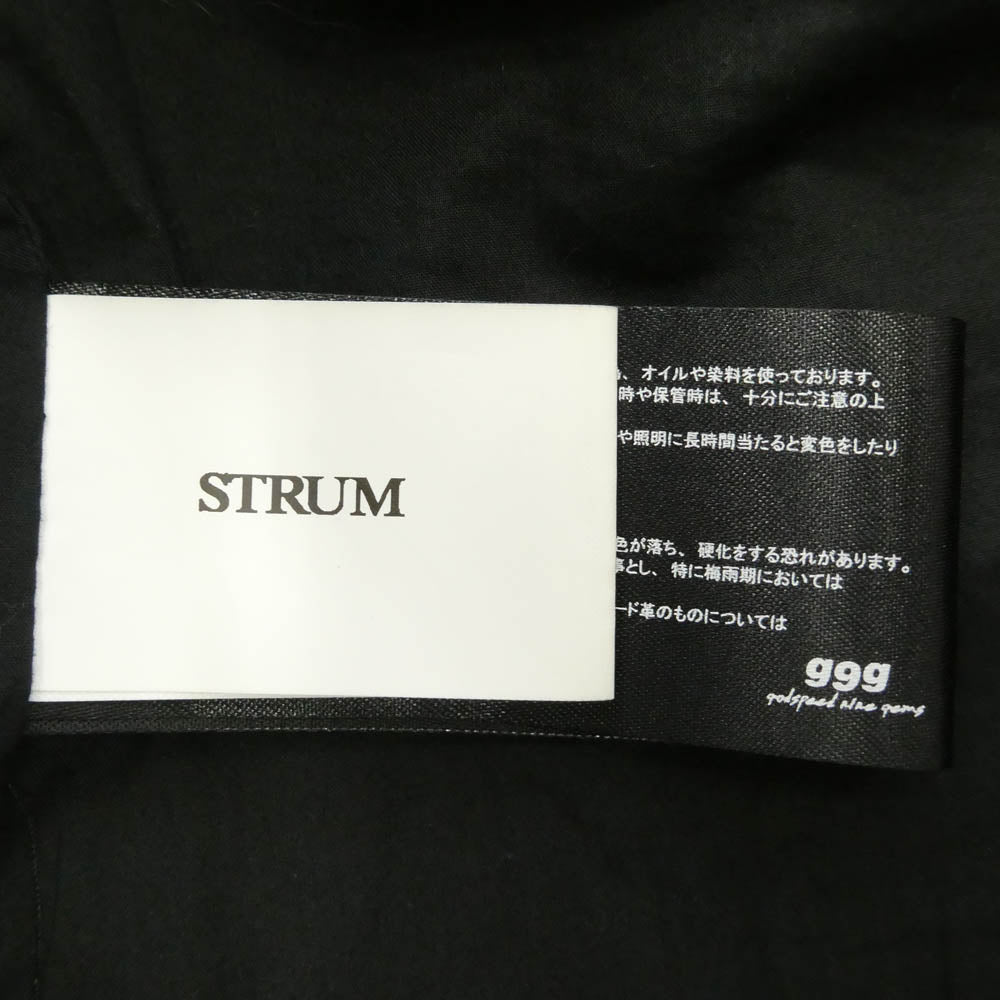 STRUM ストラム STL045-01 OIL CALF LEATHER W-ZIPPER SINGLE RIDERS JKT 地生オイルカーフ レザー シングル ライダース ジャケット ブラック系 ONLY【中古】