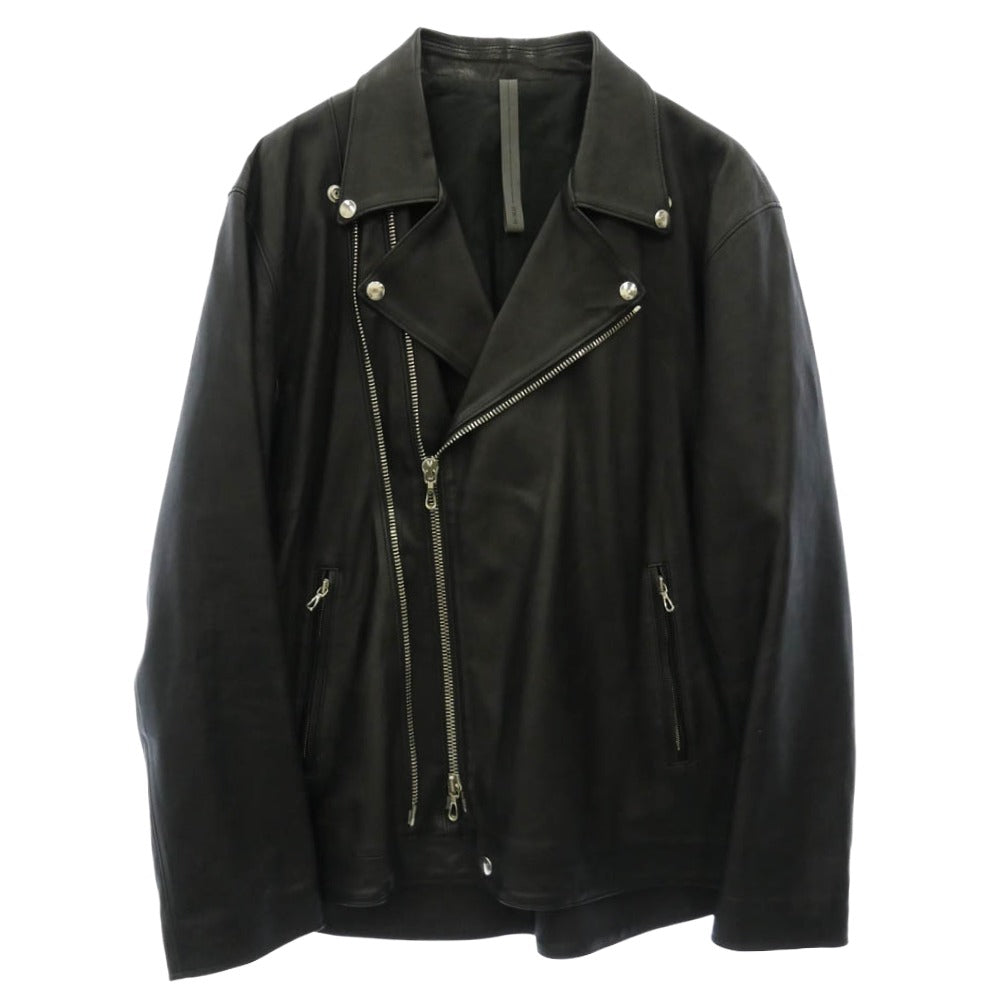 STRUM ストラム STL045-02 OIL CALF LEATHER W-ZIPPER RIDERS JKT 地生オイルカーフ レザー RAVEN レイヴン ダブルライダース ジャケット ブラック系 XL【中古】