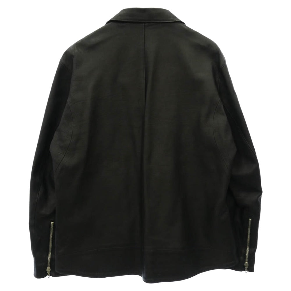 STRUM ストラム STL045-02 OIL CALF LEATHER W-ZIPPER RIDERS JKT 地生オイルカーフ レザー RAVEN レイヴン ダブルライダース ジャケット ブラック系 XL【中古】