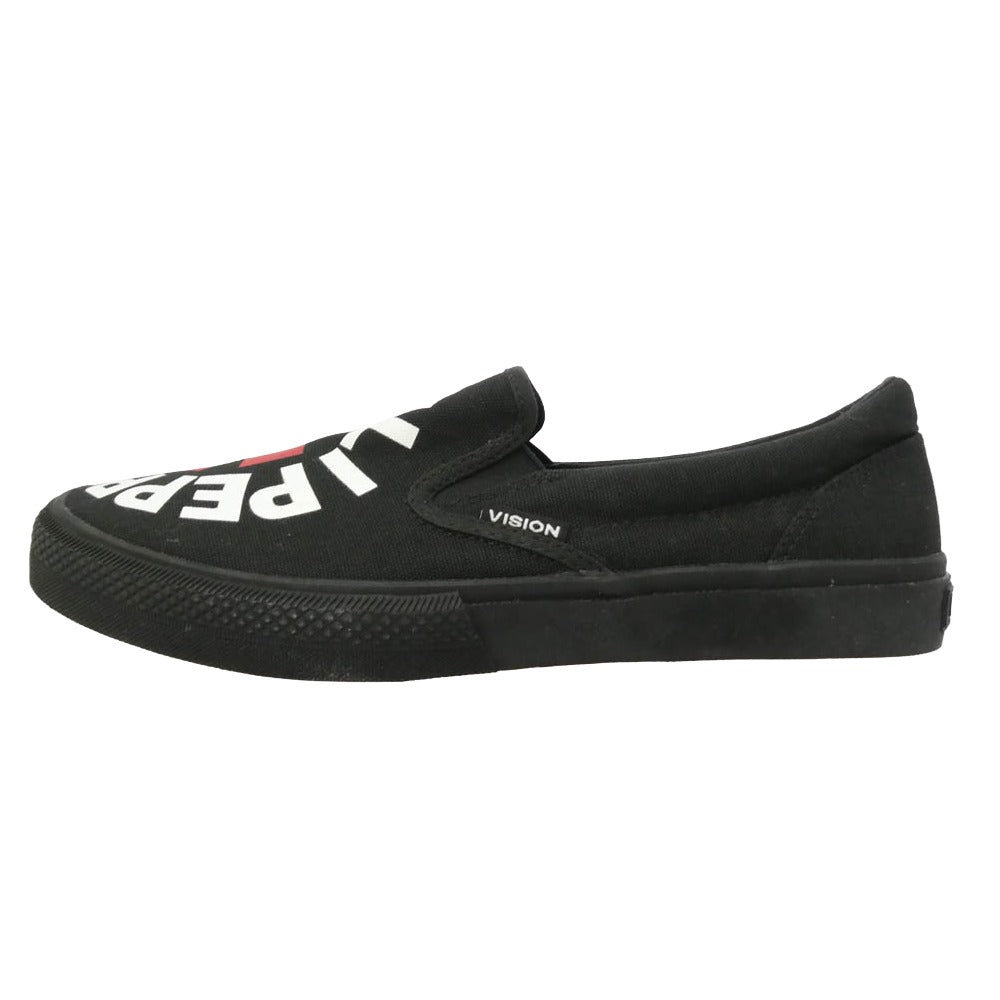 ヴィジョンストリートウェア VSW-9158 × Red Hot Chili Peppers Canvas Slip-On レッド・ホット・チリ・ペッパーズ キャンバス スリッポン スニーカー ブラック系 27cm【中古】