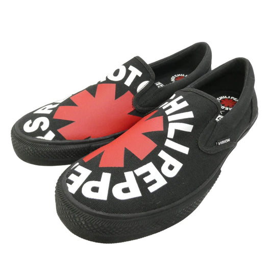 ヴィジョンストリートウェア VSW-9158 × Red Hot Chili Peppers Canvas Slip-On レッド・ホット・チリ・ペッパーズ キャンバス スリッポン スニーカー ブラック系 27cm【中古】