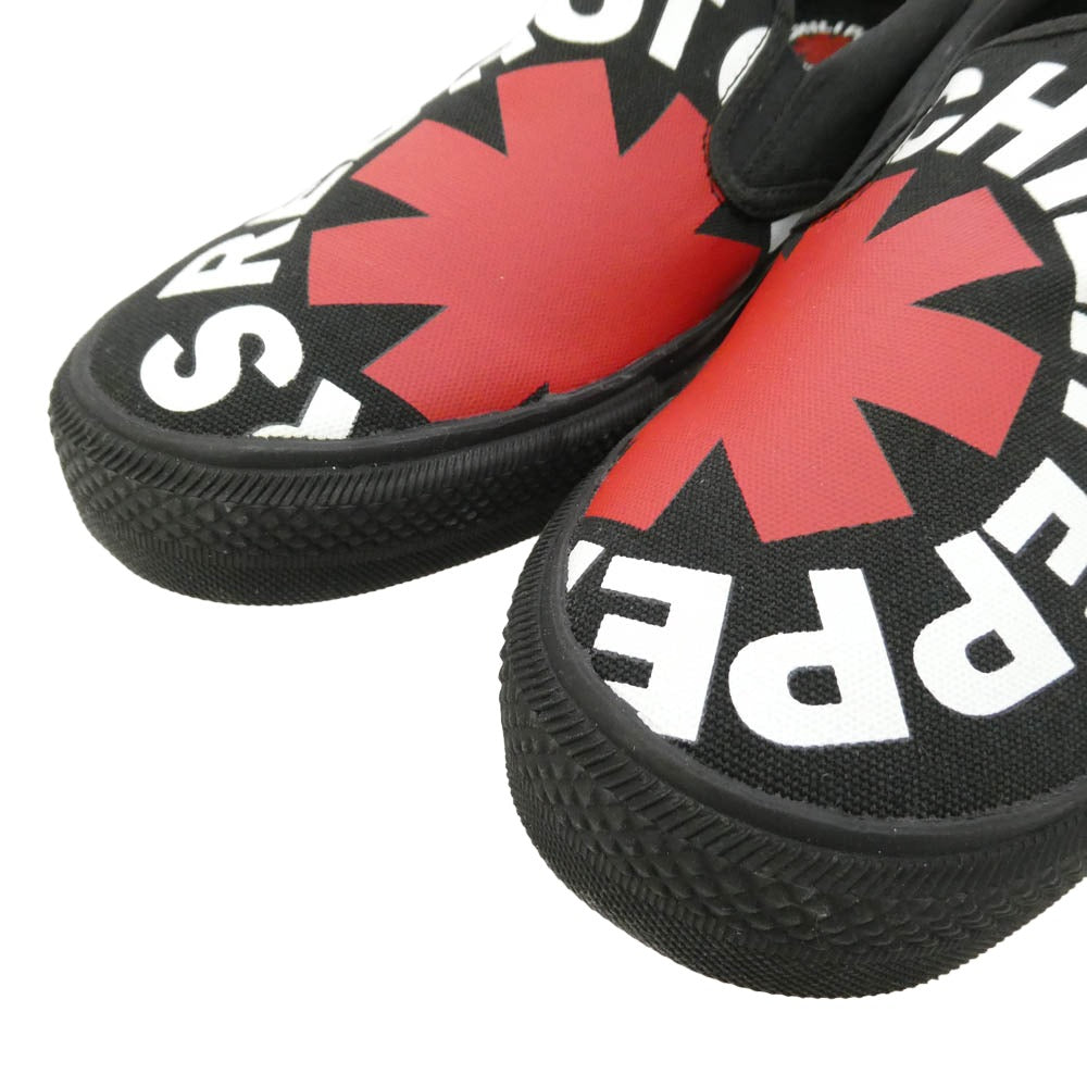 ヴィジョンストリートウェア VSW-9158 × Red Hot Chili Peppers Canvas Slip-On レッド・ホット・チリ・ペッパーズ キャンバス スリッポン スニーカー ブラック系 27cm【中古】