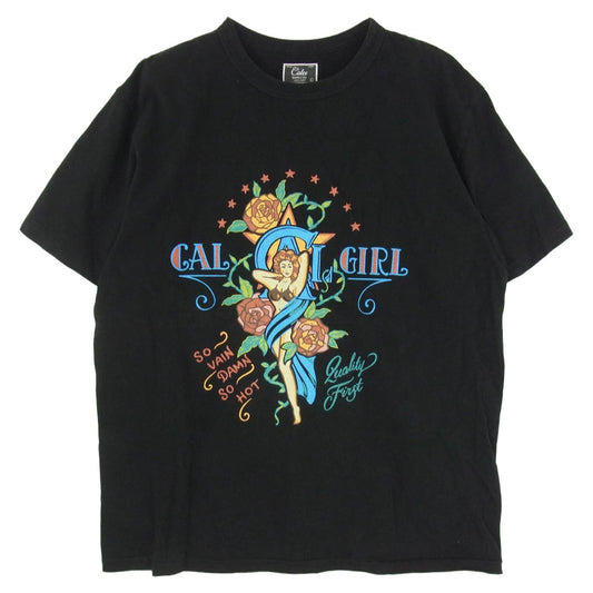 CALEE キャリー 23SS CL-23SS004NT BINDER NECK SYNDICATE RETRO GIRL VINTAGE T-SHIRT グラフィックプリント Tシャツ 半袖カットソー ブラック系 L【中古】