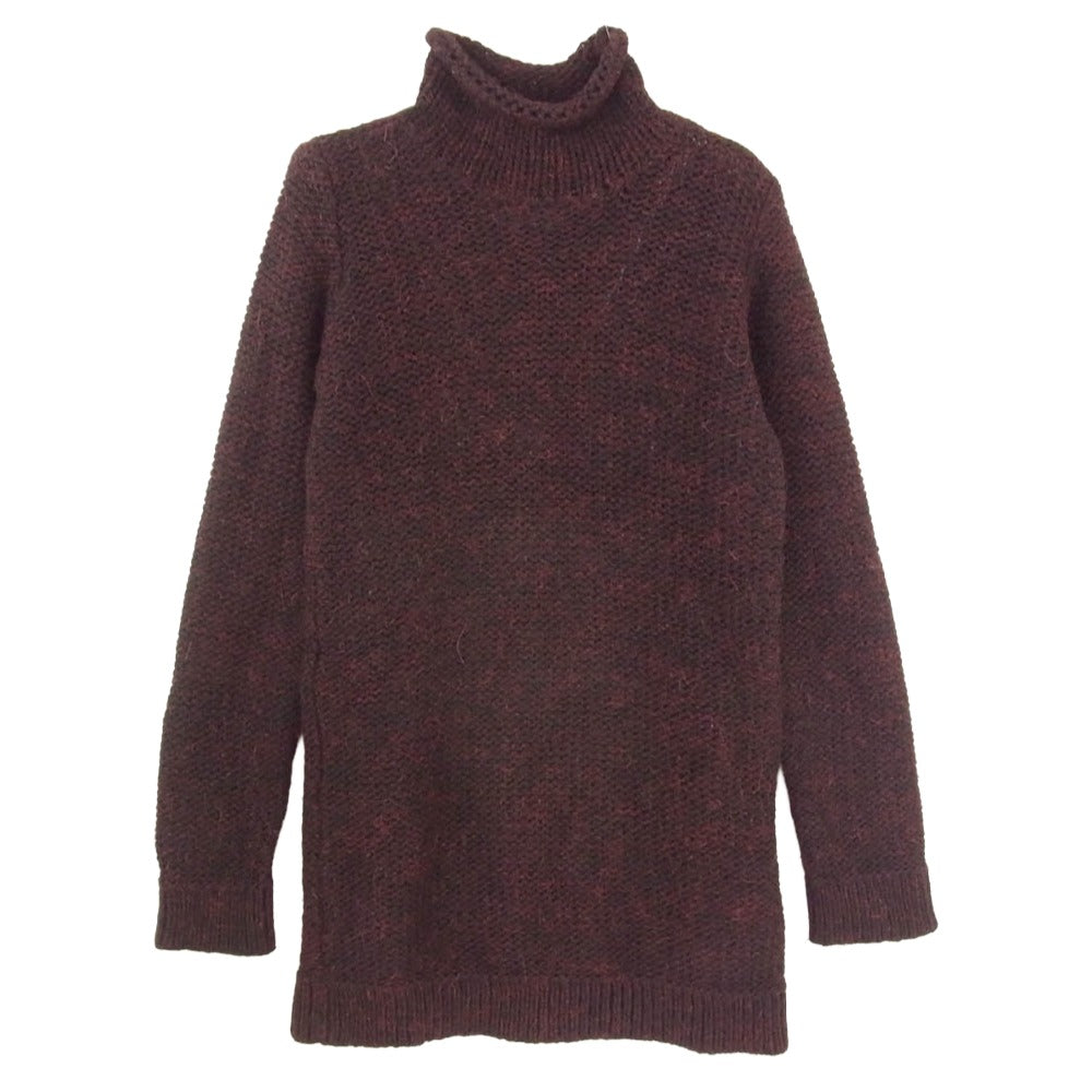 MAISON MARTIN MARGIELA メゾンマルタンマルジェラ 333-15853 オリゾンティタグ 6ライン アルパカ混 ハイネック ローゲージ ニット セーター ワイン系 サイズ表記無【中古】