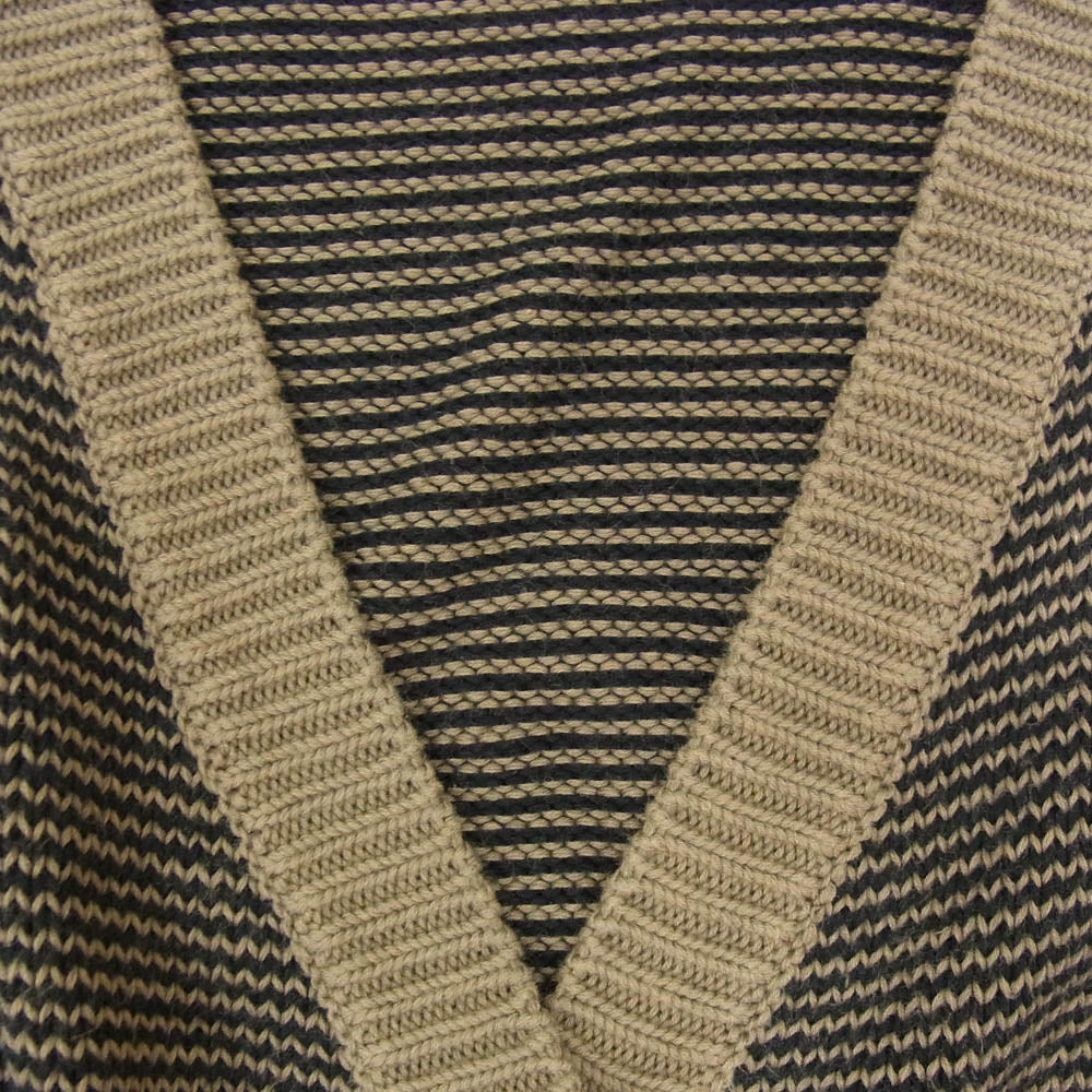 MAISON MARTIN MARGIELA メゾンマルタンマルジェラ 333-16533 白タグ オリゾンティ 四つタグ コットン ボーダー Ⅴネック カーディガン ブラウン系 S【中古】