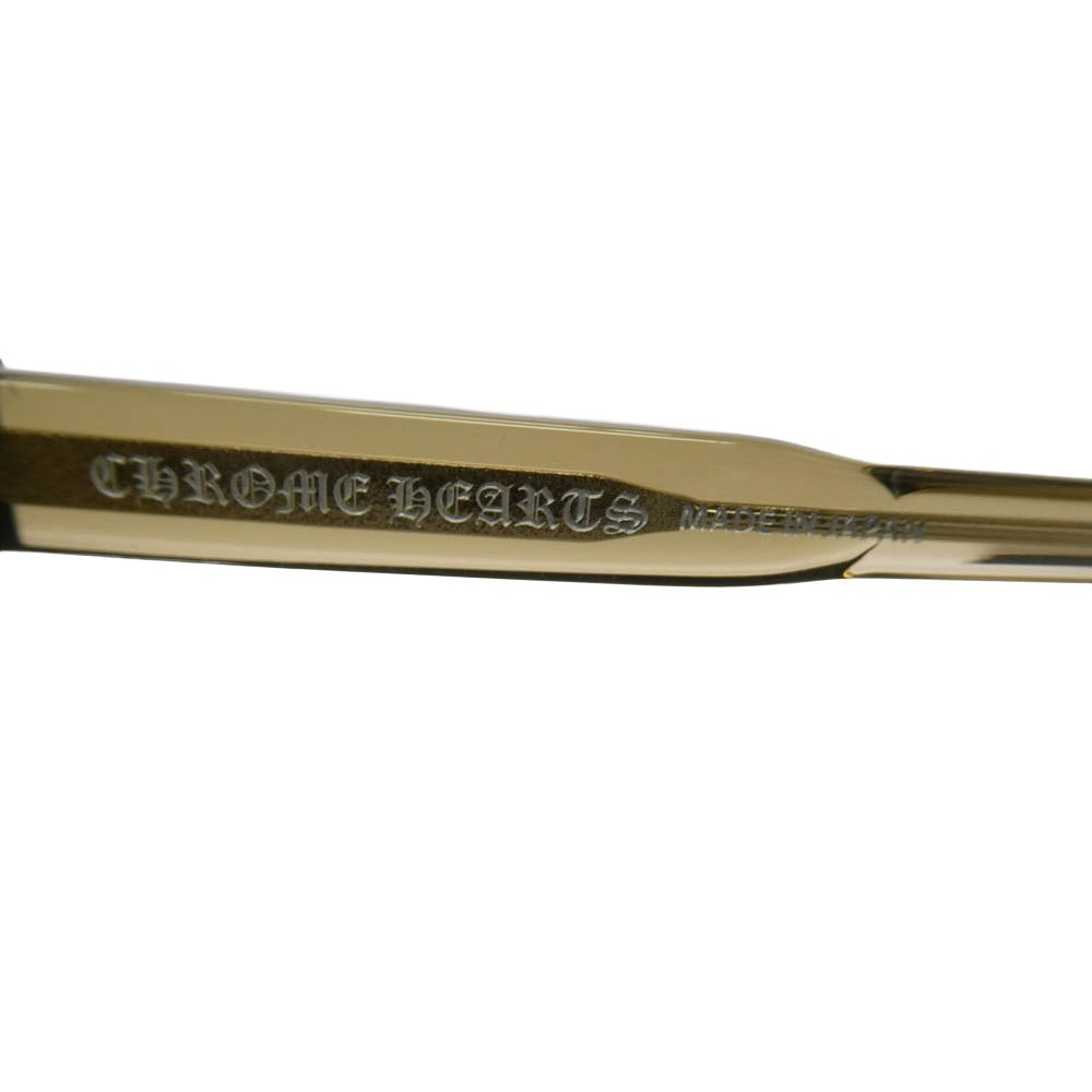 CHROME HEARTS クロムハーツ（原本無） COX UCKER CHクロス テンプル ウェリントン アイウェア 眼鏡 サングラス イエロー系 ブラウン系 52□19-153【中古】