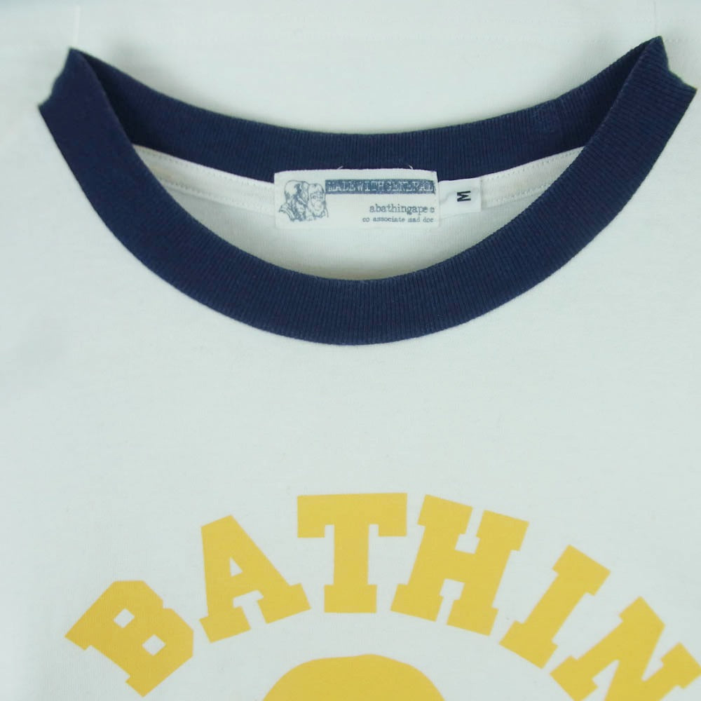 初期タグ✨90s A BATHING APE カレッジロゴ ラグラン 7分袖 S A BATHING APE アベイシングエイプ 初期 ジェネラルタグ 90s COLLEGE