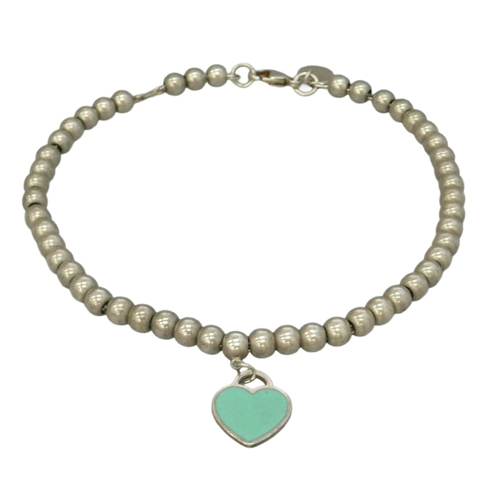 TIFFANY&Co. ティファニー ブルー ハート タグ ビーズ ブレスレット シルバー系【中古】