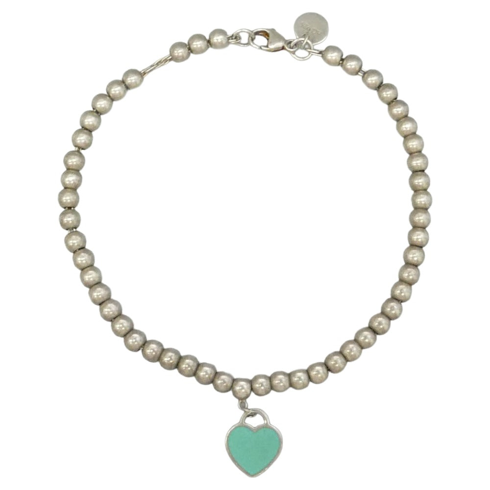 TIFFANY&Co. ティファニー ブルー ハート タグ ビーズ ブレスレット シルバー系【中古】