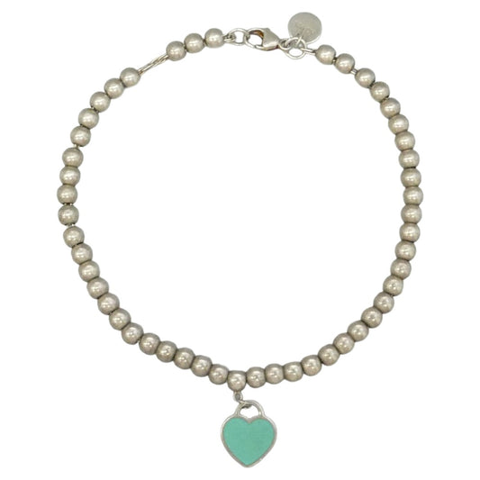 TIFFANY&Co. ティファニー ブルー ハート タグ ビーズ ブレスレット シルバー系【中古】