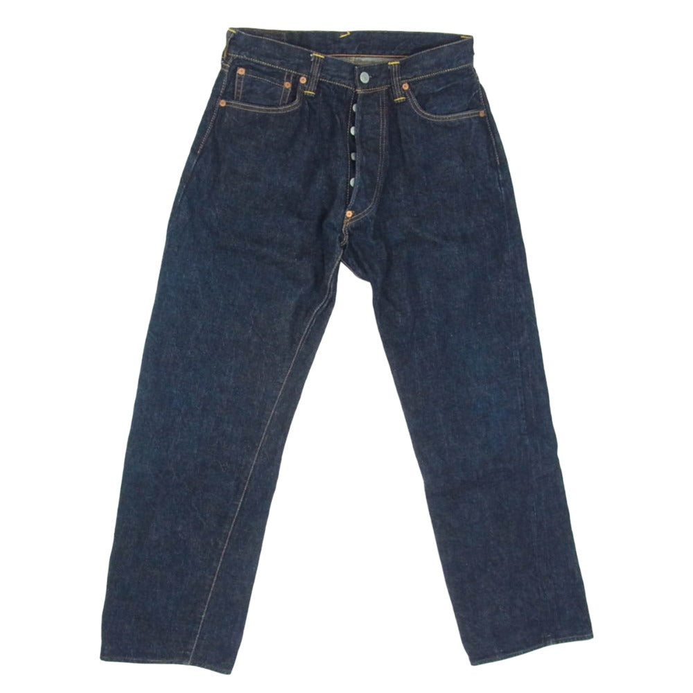 EVISU エヴィス 2001 No.1スペシャル ホワイト カモメ ペンキ ボタンフライ デニム パンツ インディゴブルー系 32【中古】