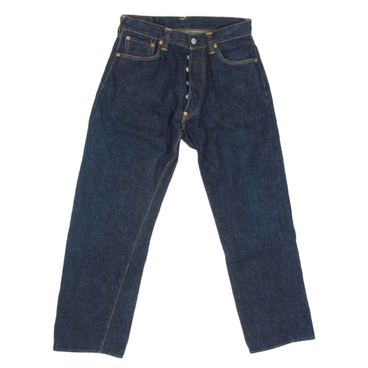 EVISU エヴィス 2001 No.1スペシャル ホワイト カモメ ペンキ ボタンフライ デニム パンツ インディゴブルー系 32【中古】