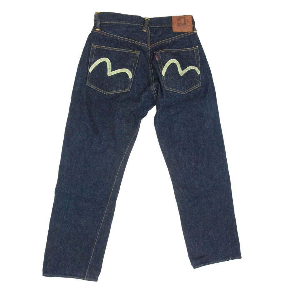 EVISU エヴィス 2001 No.1スペシャル ホワイト カモメ ペンキ ボタンフライ デニム パンツ インディゴブルー系 32【中古】