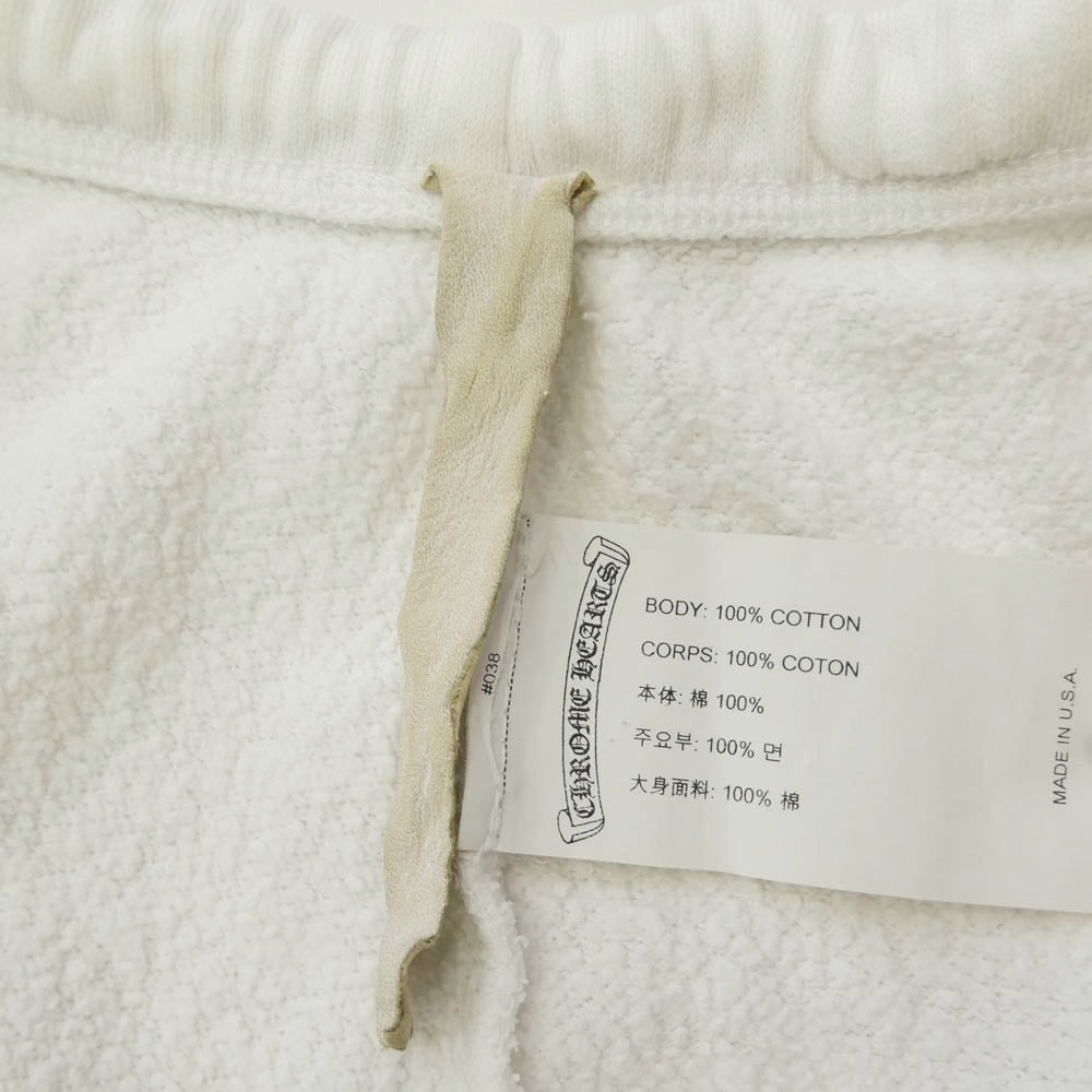 CHROME HEARTS クロムハーツ（原本無） Grp Y Not Light Work ワイノット CHクロス ロゴ刺繍 スウェットパンツ ホワイト系 XS【中古】