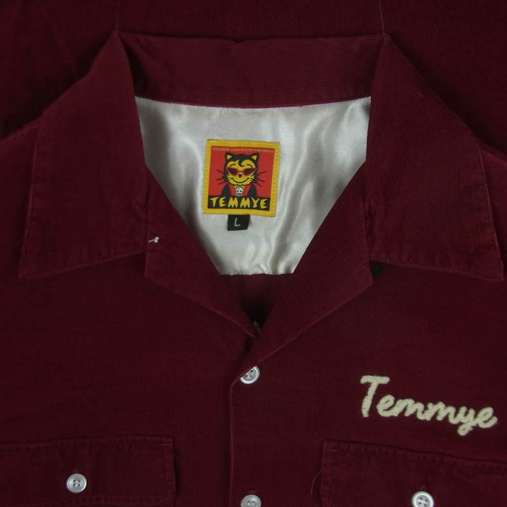 CREAM SODA クリームソーダ TEMMYE ティミー 刺繍 長袖 コーデュロイ シャツ 長袖 コットン レッド系 ボルドー系 L【中古】