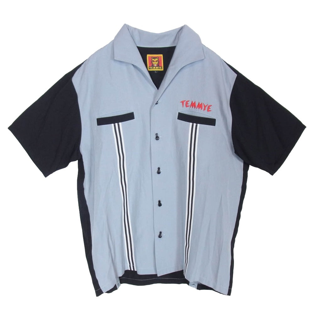 CREAM SODA クリームソーダ TEMMYE ティミー オープンカラー 半袖 シャツ ブラック系 ブルー系 灰青緑系 L【中古】