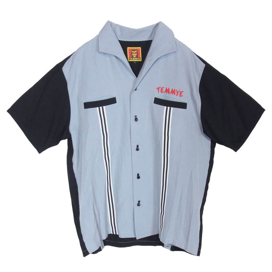 CREAM SODA クリームソーダ TEMMYE ティミー オープンカラー 半袖 シャツ ブラック系 ブルー系 灰青緑系 L【中古】
