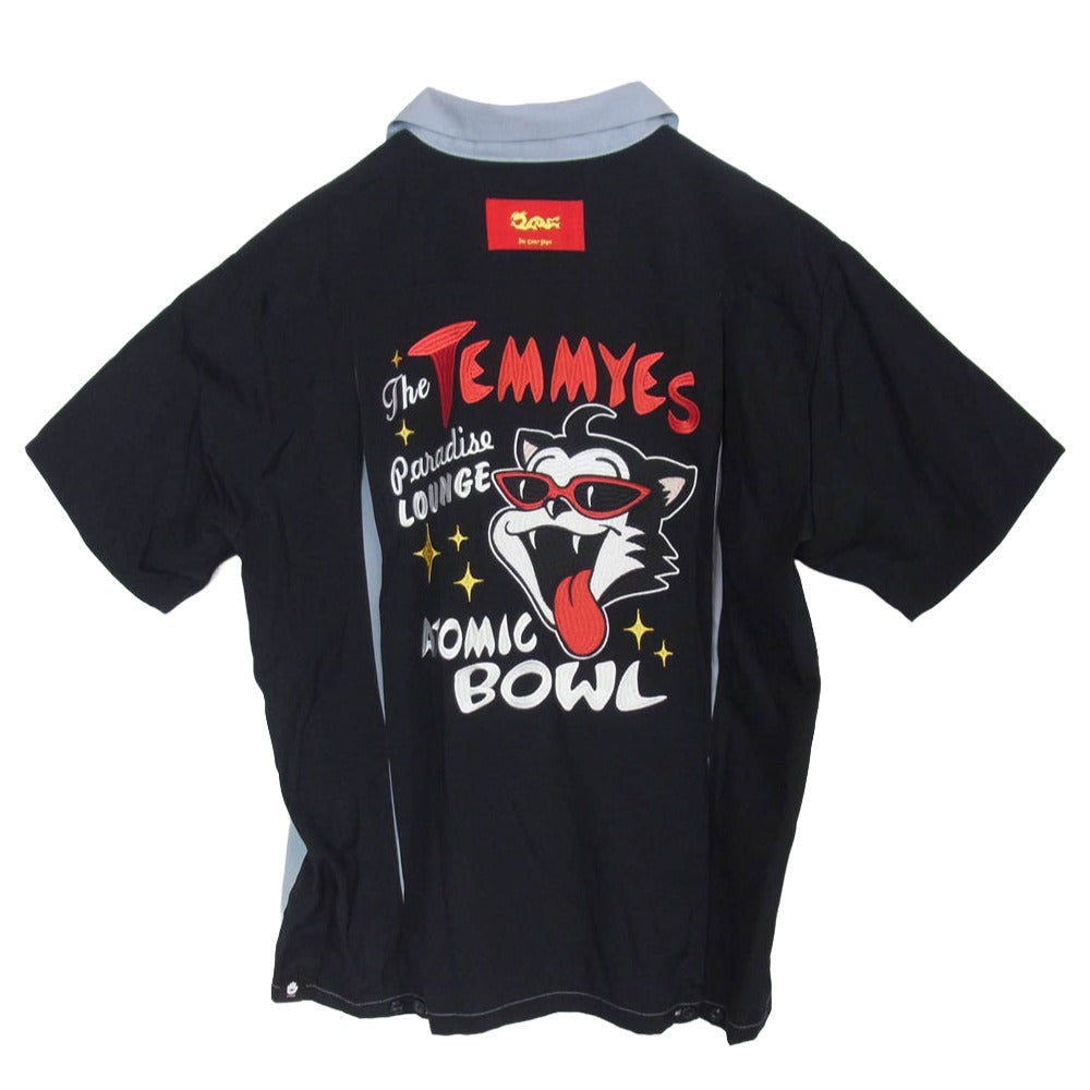 CREAM SODA クリームソーダ TEMMYE ティミー オープンカラー 半袖 シャツ ブラック系 ブルー系 灰青緑系 L【中古】