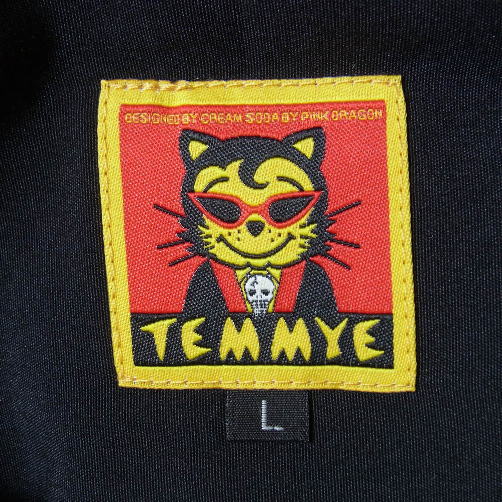 CREAM SODA クリームソーダ TEMMYE ティミー オープンカラー 半袖 シャツ ブラック系 ブルー系 灰青緑系 L【中古】