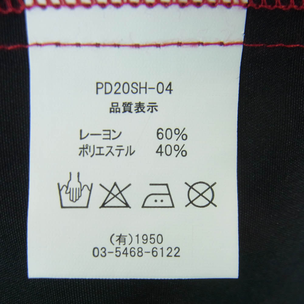 CREAM SODA クリームソーダ パネル切替えし 半袖 オープンカラー シャツ レーヨン 中国製 レッド系 ブラック系 L【中古】