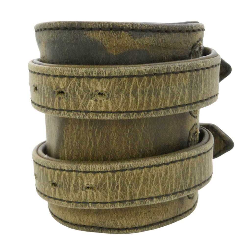 CHROME HEARTS クロムハーツ（原本無） DOUBLE RR TINY BUCKLE CAMO ワイド ダブル ロックンロール ブレスレット カーキ系 1【中古】