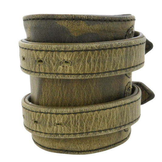 CHROME HEARTS クロムハーツ（原本無） DOUBLE RR TINY BUCKLE CAMO ワイド ダブル ロックンロール ブレスレット カーキ系 1【中古】