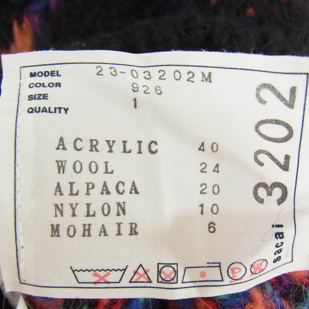 Sacai サカイ 23AW 23-03202M Jacquard Knit Pullover ジャガード ニット プルオーバー セーター ブラック系 1【中古】