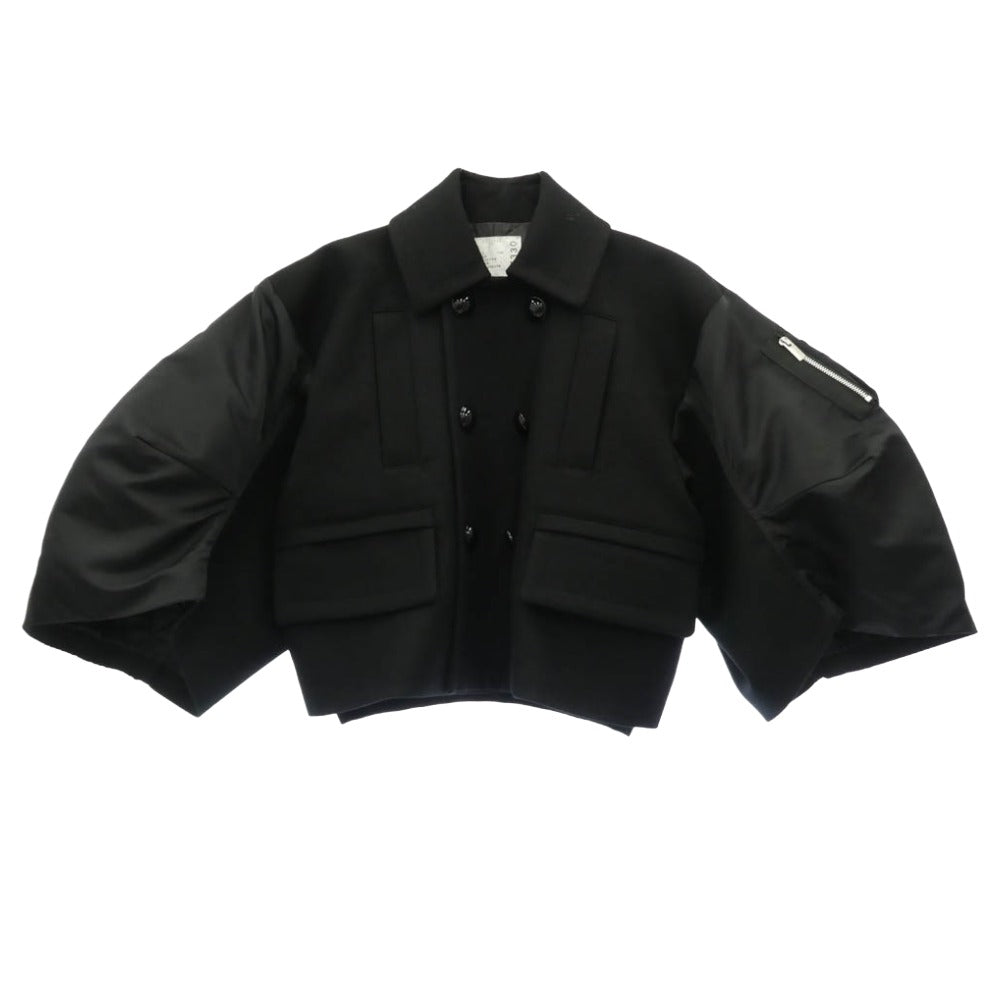 Sacai サカイ 24AW 24-07330 Wool Melton x Nylon Twill Jacket ウール メルトン ナイロン ツイル ジャケット ブラック系【中古】