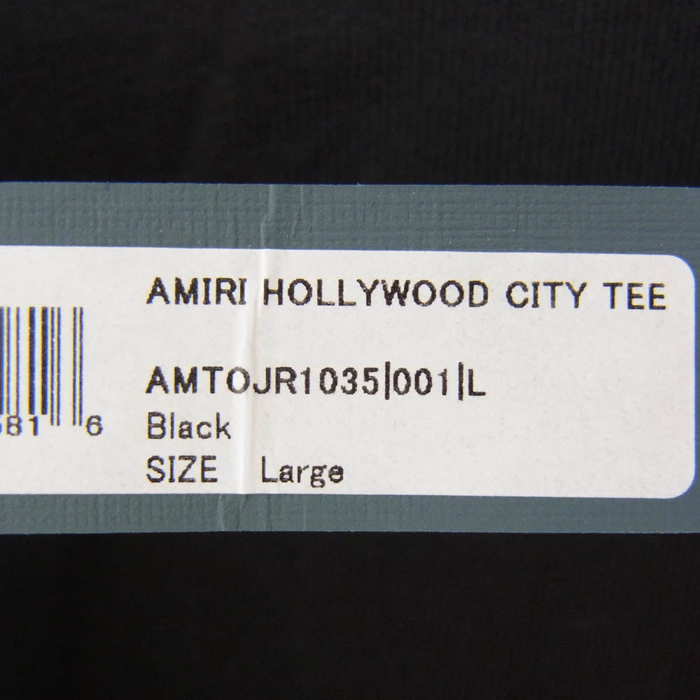 AMIRI アミリ AMTOJR1035 HOLLYWOOD CITY TEE ハリウッド シティ ロゴ バックプリント クルーネック 半袖 Tシャツ ブラック系 L【極上美品】【中古】