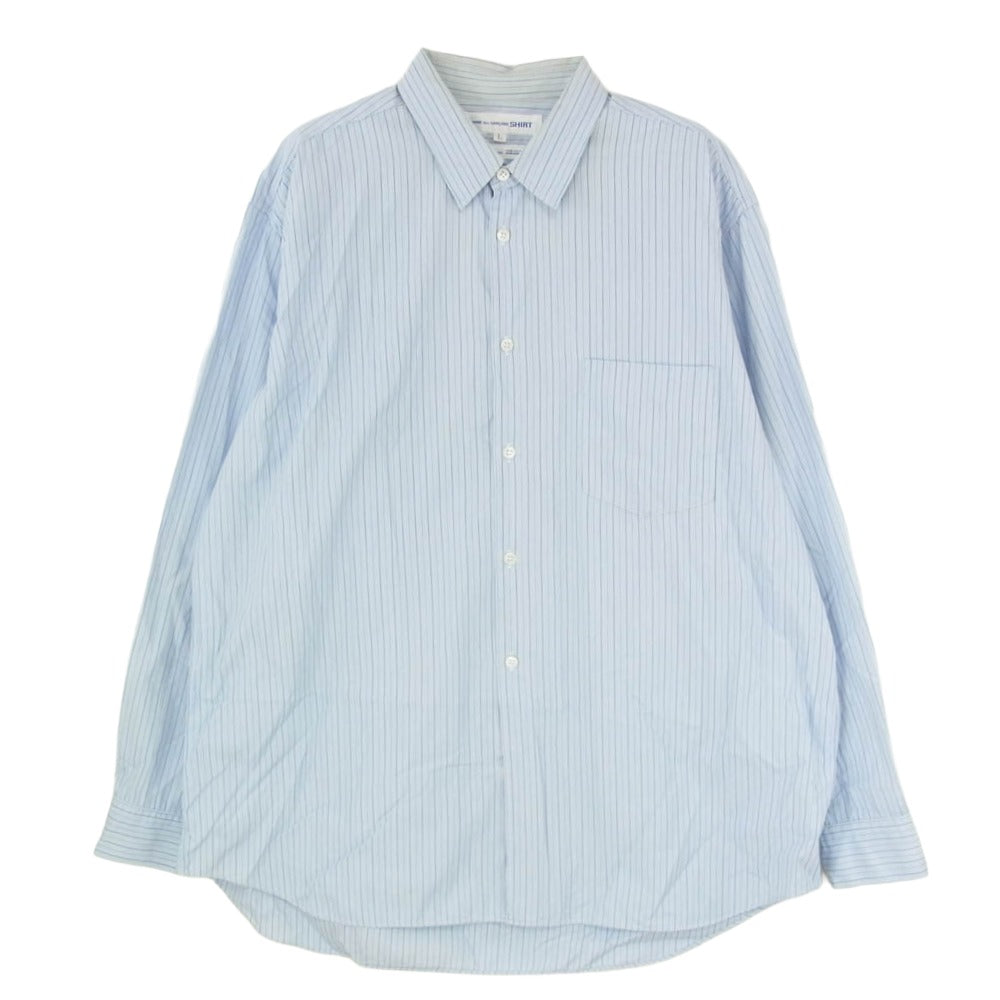 COMME des GARCONS コムデギャルソン CDG SHIRT ストライプ 長袖 シャツ ブルー系 L【中古】
