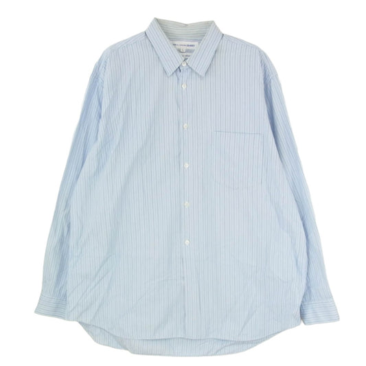 COMME des GARCONS コムデギャルソン CDG SHIRT ストライプ 長袖 シャツ ブルー系 L【中古】