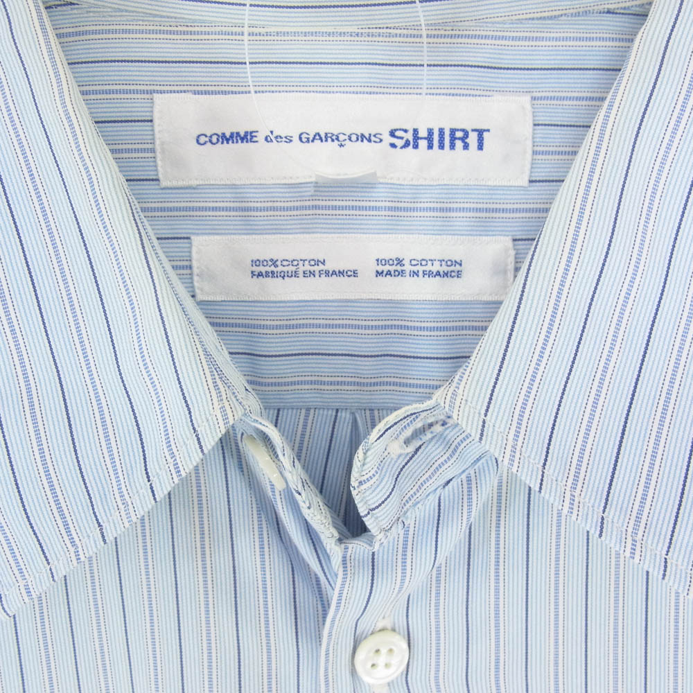 COMME des GARCONS コムデギャルソン CDG SHIRT ストライプ 長袖 シャツ ブルー系 L【中古】