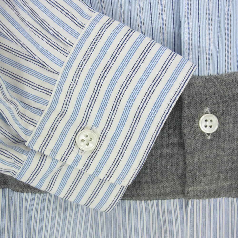 COMME des GARCONS コムデギャルソン D-TK9210 CDG SHIRT 切替 ニット コンビ ストライプ 長袖 シャツ ブルー系 M【中古】