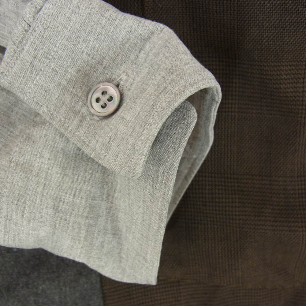 COMME des GARCONS コムデギャルソン CDG SHIRT パッチワーク チェック ストライプ 長袖 シャツ グレー系 M【中古】